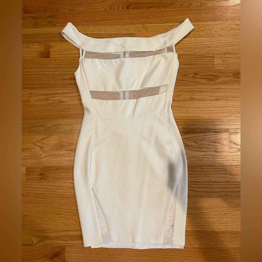 Short White Dress with cutouts LaPINA by David Helwani Size Small